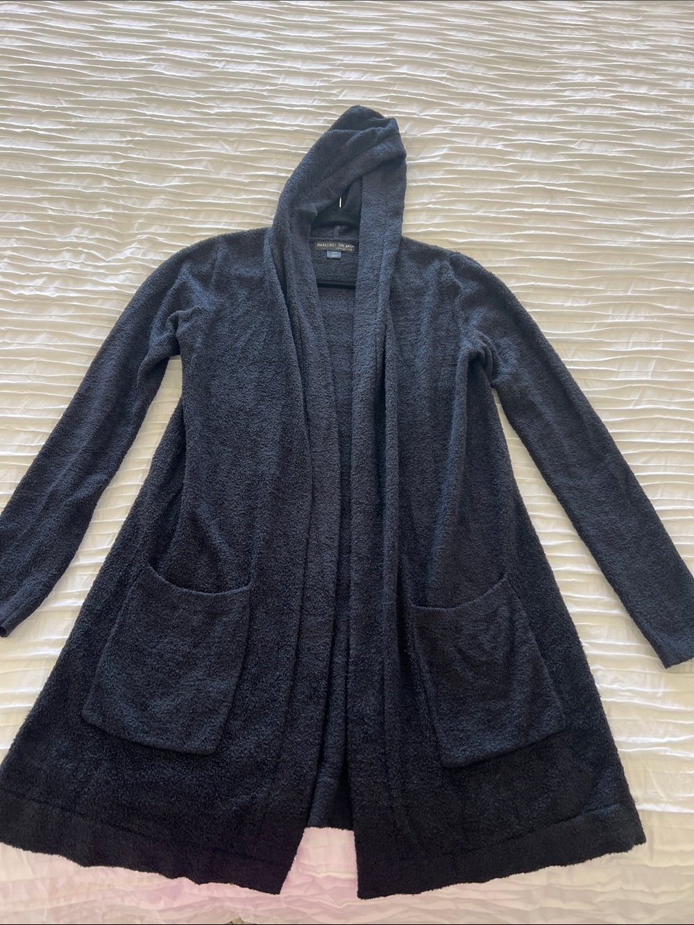 Barefoot Dreams Hooded Open-Front Cardigan - Black